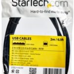 Cable USB de 2m para Impresora - USB A Macho a USB B Macho - Adaptador Negro
