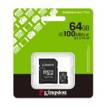 Tarjeta MicroSDXC 64GB Kingston SDCS3 Canvas Select Plus 100MB/s Clase 10 A1 + Adaptador SD