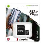 Memoria MicroSDXC 512GB Kingston Canvas Select Plus 100R A1 C10, Lectura hasta 100MB/s