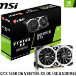 MSI GeForce GTX 1650 D6 Ventus XS OC 4GB 128-Bit GDDR6 PCI Express 3.0 x16